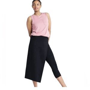 Betabrand Sassiest Skirted Pants | Black Small Long | Asymmetrical Wrap Overlay